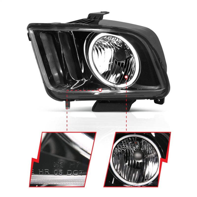 ANZO 2005-2009 Ford Mustang Crystal Headlights w/ Halo Black (CCFL)-thumbmail-8