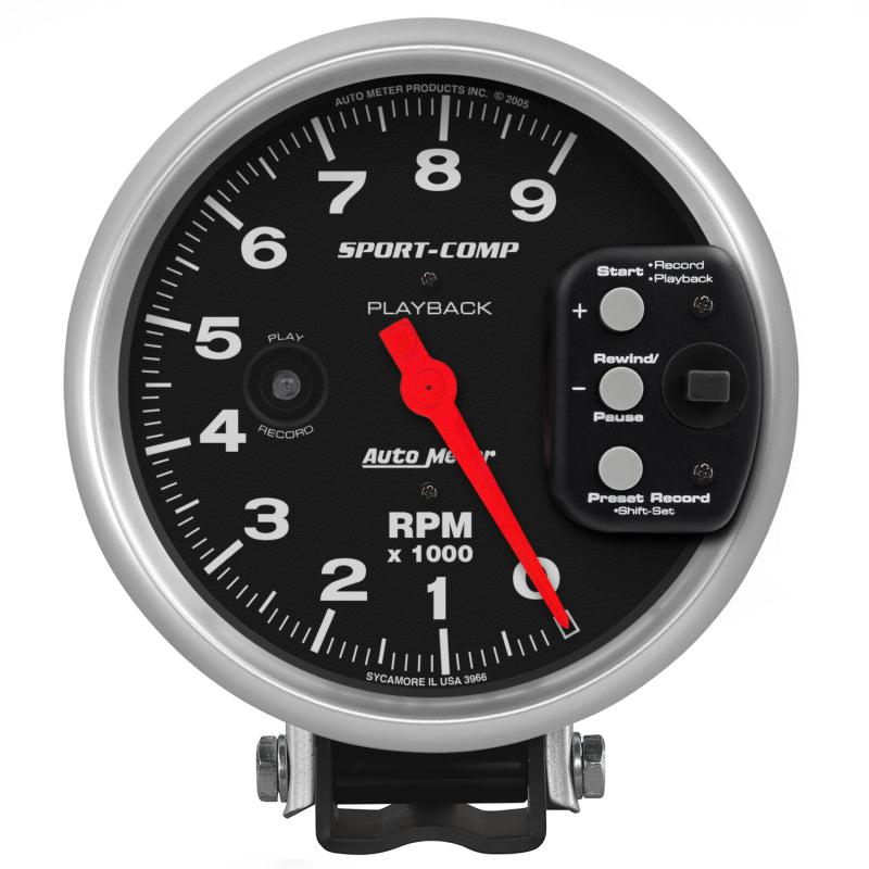 Autometer Sport-Comp 5 inch 9000 RPM Pedestal Mount Tachometer w/ RPM Playback-thumbmail-1