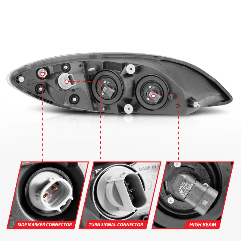 ANZO 2008-2016 International Prostar Crystal Headlights Black Housing (OE Replacement)-thumbmail-6