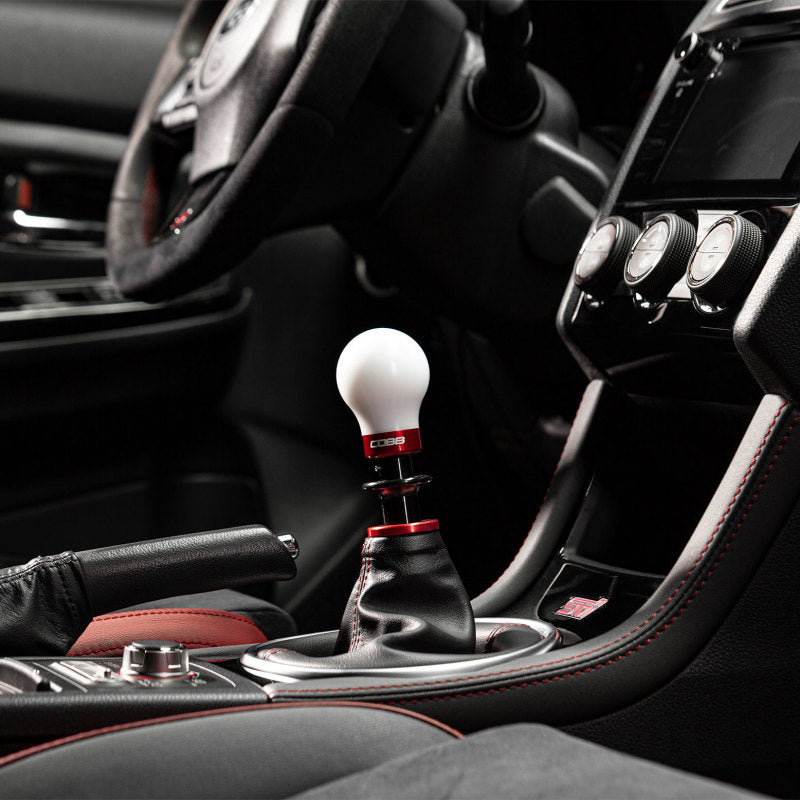 Cobb Subaru 6-Speed Weighted COBB Shift Knob - White (Incl. Both Red + Blk Collars)-thumbmail-2