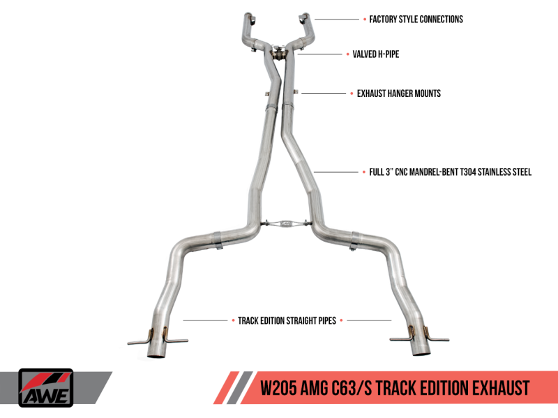 AWE Tuning Mercedes-Benz W205 AMG C63/S Coupe Track Edition Exhaust System (no tips)-thumbmail-3