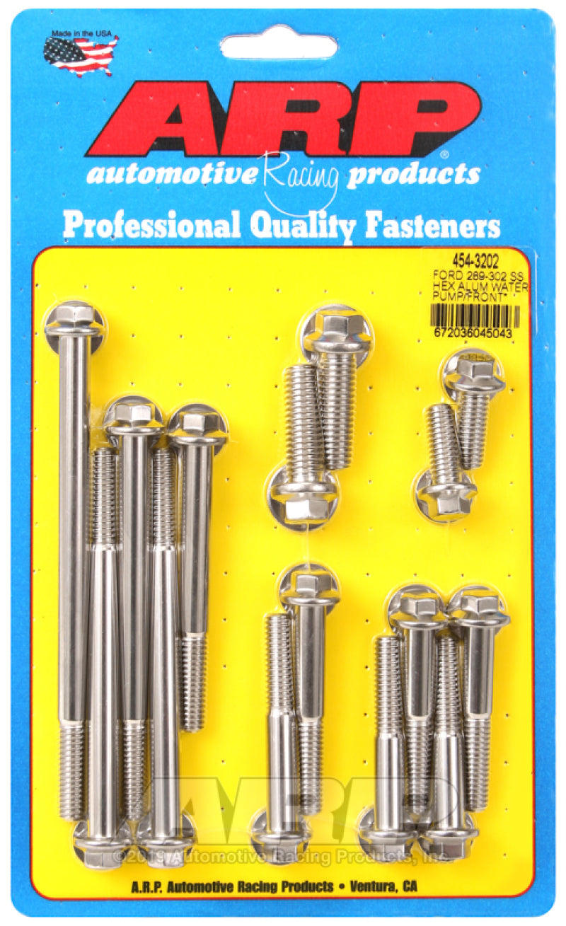 ARP Ford 289-302 SS Hex Aluminum Water Pump and Front Cover Bolt Kit-thumbmail-1