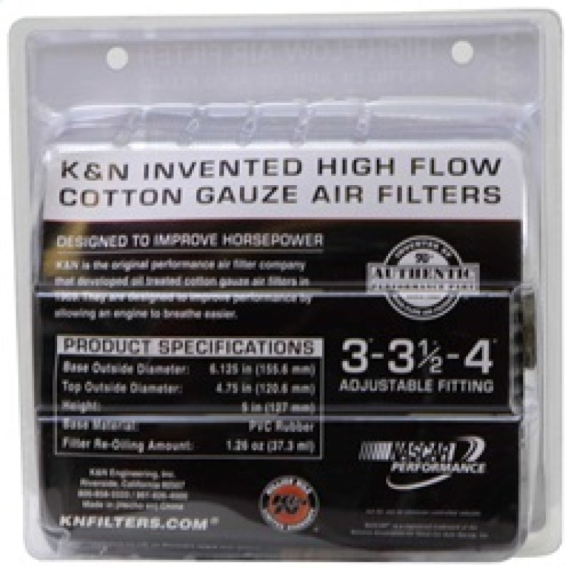 K&N Universal Air Filter Chrome Round Tapered Blue - 4in Flange ID x 1.125in Flange Length x 5.5in H-thumbmail-7
