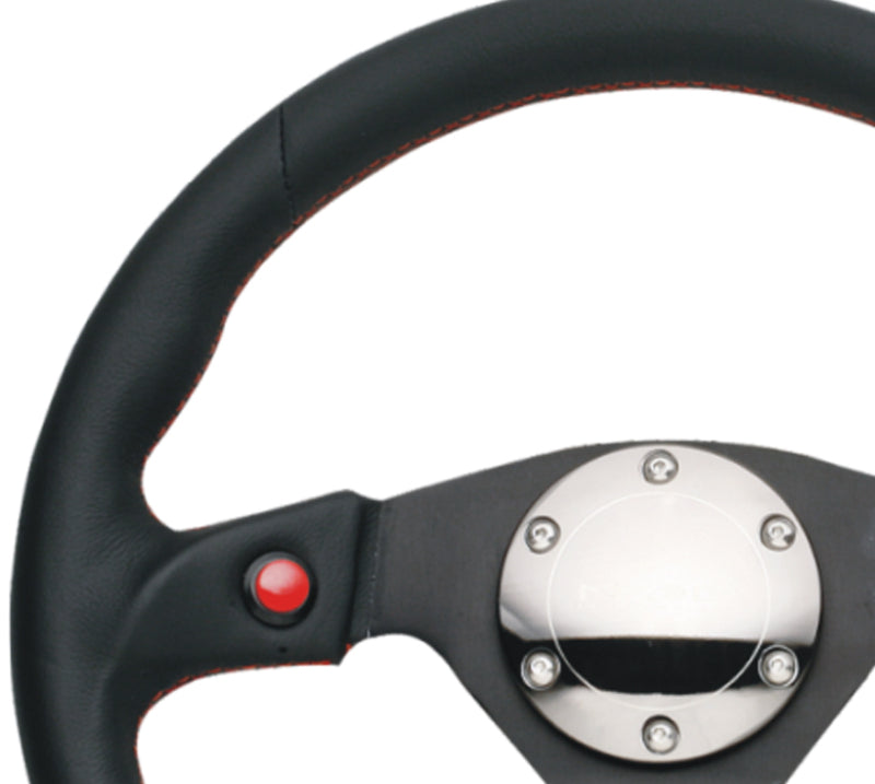 NRG Reinforced Steering Wheel (320mm) Blk Leather w/Dual Buttons-thumbmail-2