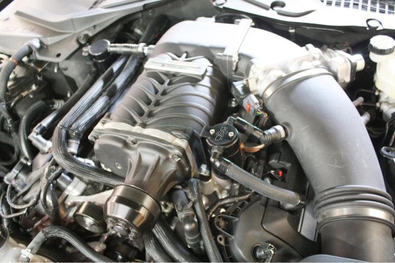 J&L 11-17 Ford Mustang GT (w/Roush/VMP Supercharger) Driver Side Oil Separator 3.0 - Black Anodized-thumbmail-2