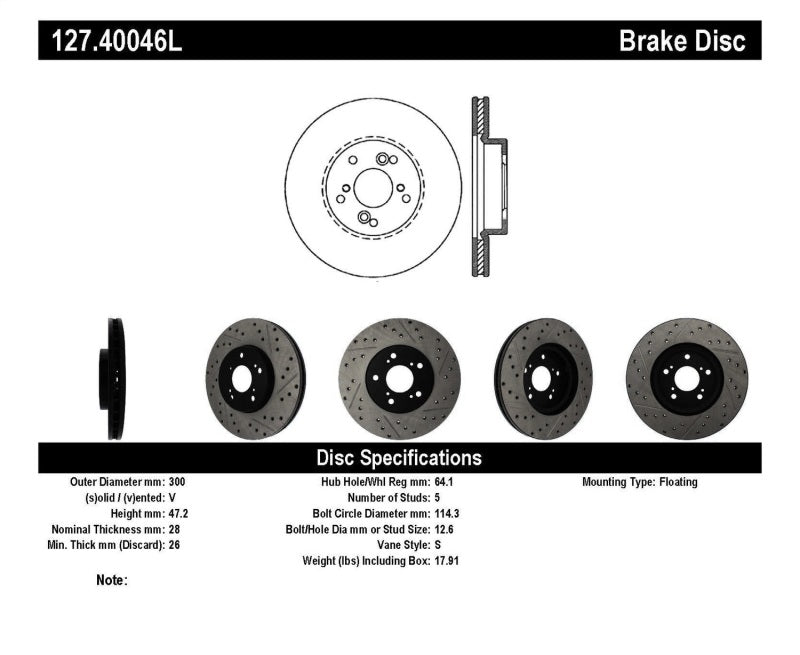 StopTech Nissan 370Z / 01-03 Acura CL / 06 EL / 04-09 TSX / 03-07 Honda Accord Coupe M/T / 05-08 Se-thumbmail-1