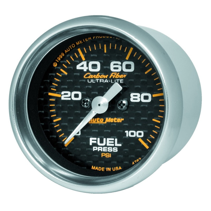 Autometer Carbon Fiber 52mm 100 PSI Electronic Fuel Pressure Gauge-thumbmail-2