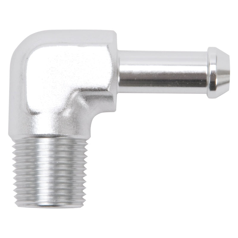 Edelbrock Hose End 90-Deg 3/8In NPT to 3/8In Barb Clear Anodize-thumbmail-2