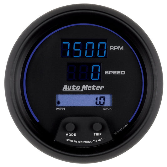 Autometer 85.7mm Black Digital 8000rpm/160mph or 260kmph Electric Tachometer/Speedometer Combo