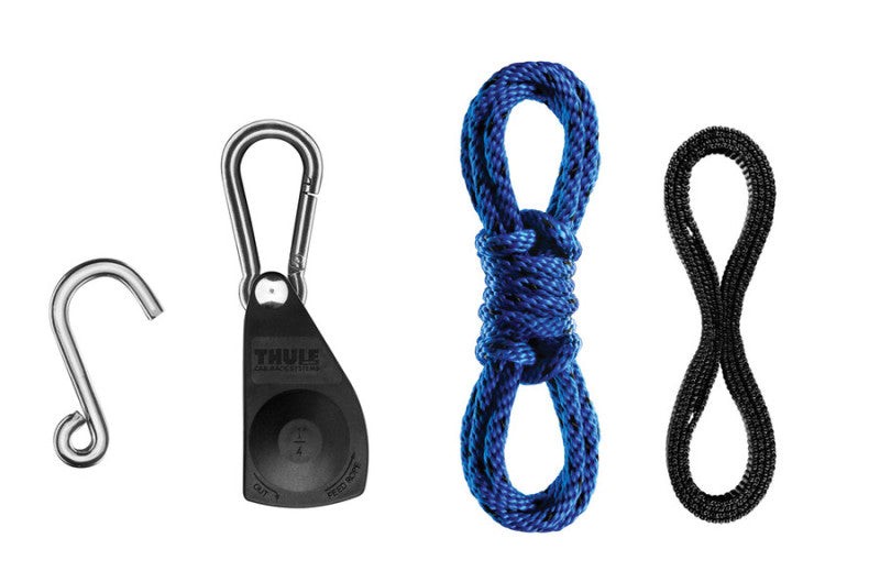 Thule QuickDraw Ratchet System (For Boat Bow/Stern) Includes (2) 13in. Rope & 4 Hooks - Black/Silver-thumbmail-1