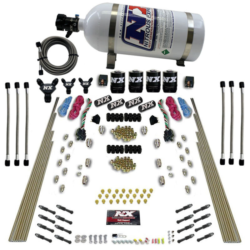 Nitrous Express 8 Cyl Dry Direct Port Dual Stage 4 Solenoids Nitrous Kit (200-600HP) w/10lb Bottle-thumbmail-2
