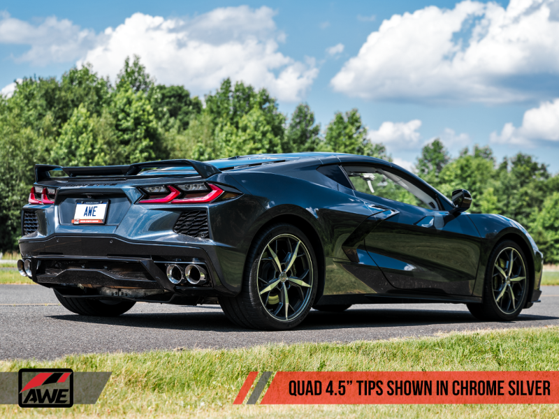 AWE Tuning 2020 Chevrolet Corvette (C8) Track Edition Exhaust - Quad Chrome Silver Tips-thumbmail-4