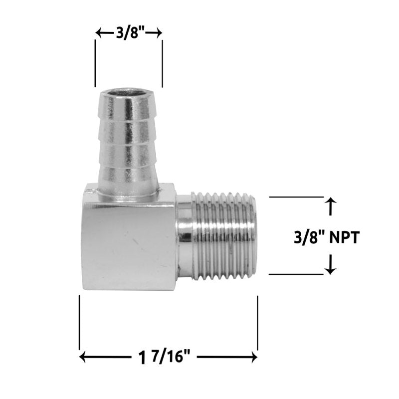 Spectre Fitting 90 Degree Barb NPT Threads (For 3/8in. Hose) - Chrome-thumbmail-4
