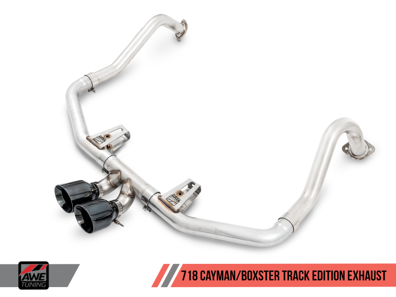 AWE Tuning Porsche 718 Boxster / Cayman Track Edition Exhaust - Diamond Black Tips-thumbmail-2