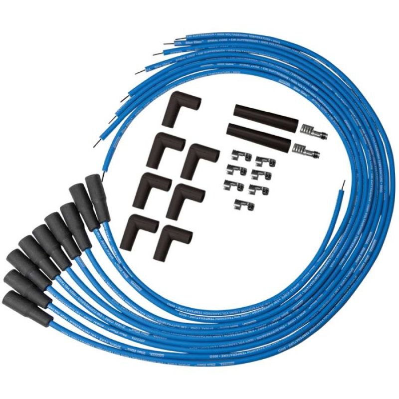 Moroso Universal Ignition Wire Set - Blue Max - Spiral Core - Unsleeved - 90 Degree - Blue-thumbmail-1