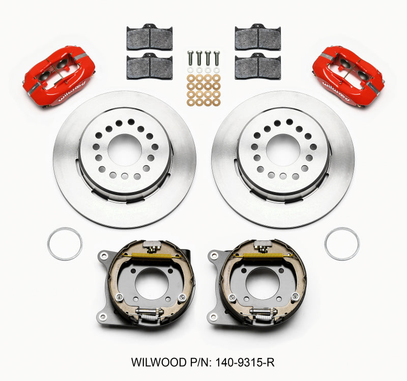 Wilwood Forged Dynalite P/S Park Brake Kit Red 12 Bolt 2.75in offset Staggered Shock-thumbmail-2