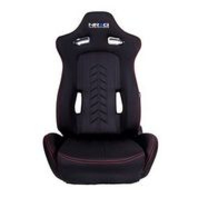 NRG Sport Seats (Pair) Cloth w/NRG Logo & NRG Arrow Cushion Imprint - Black w/Red Stitch-thumbmail-2