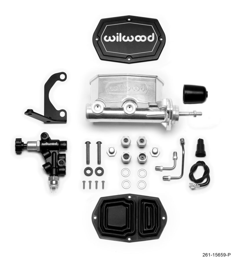 Wilwood Compact Tandem M/C - 7/8in Bore w/RH Bracket and Valve (Pushrod) - Ball Burnished-thumbmail-1