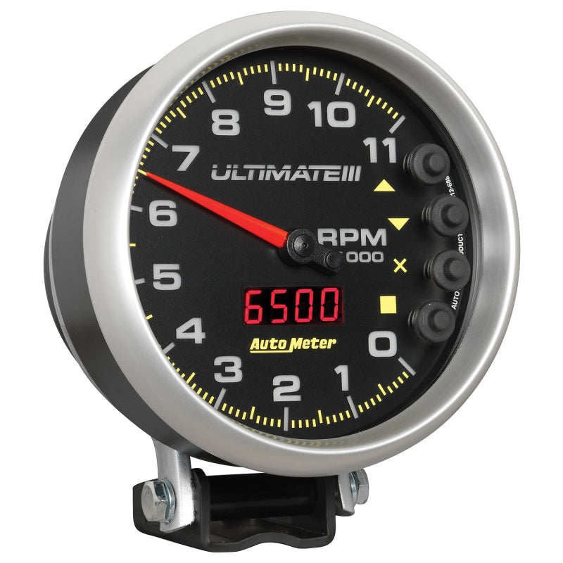 AutoMeter Gauge Tach 5in. 11K RPM Pedestal Datalogging Ultimate IIi Playback Black-thumbmail-5