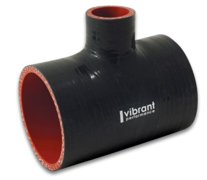 Vibrant 4 Ply Reinforced Silicone T Adapter - 2in Outlet ID x 4in OAL x 1in Branch ID (BLACK)-thumbmail-2