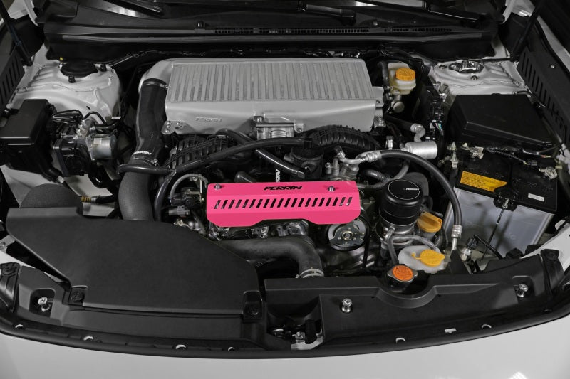Perrin 22-23 Subaru WRX Pulley Cover (Short Version - Works w/AOS System) - Hyper Pink-thumbmail-2