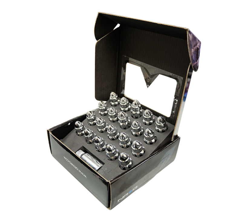 NRG 500 Series M12 X 1.5 Bullet Shape Steel Lug Nut Set - 21 Pc w/Lock Key - Silver-thumbmail-3