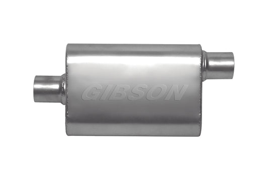 Gibson CFT Superflow Center/Offset Oval Muffler - 4x9x18in/2.25in Inlet/2.25in Outlet - Stainless