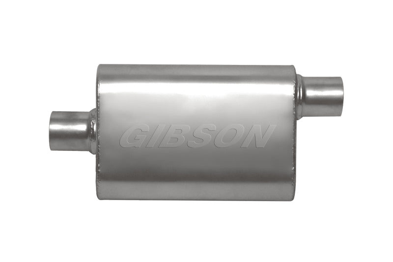Gibson CFT Superflow Center/Offset Oval Muffler - 4x9x18in/2.25in Inlet/2.25in Outlet - Stainless-thumbmail-1
