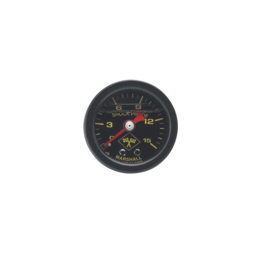 Russell Performance 15 psi fuel pressure gauge black face and case (Liquid-filled)