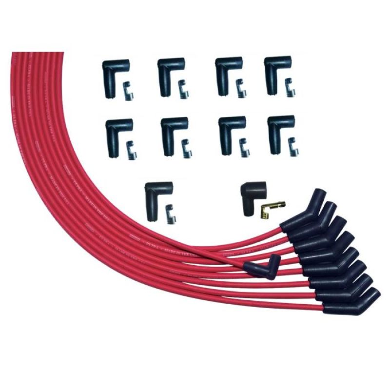 Moroso V8 135 Deg Plug Boots HEI Ultra Spark Plug Wire Set - Red-thumbmail-1