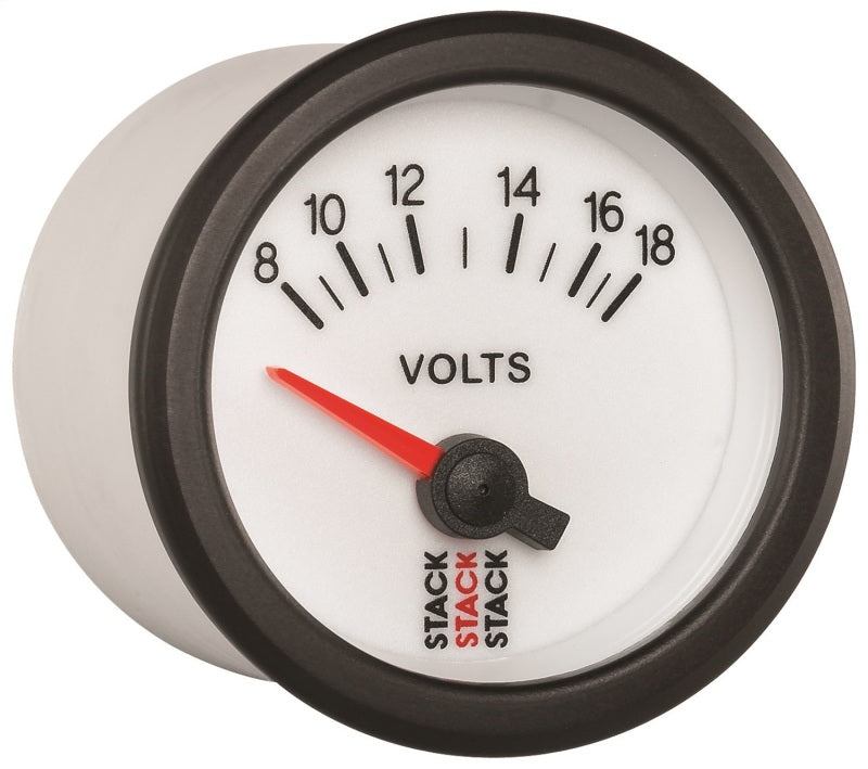 Autometer Stack 52mm 8-18V Electric Battery Voltage Gauge - White-thumbmail-4