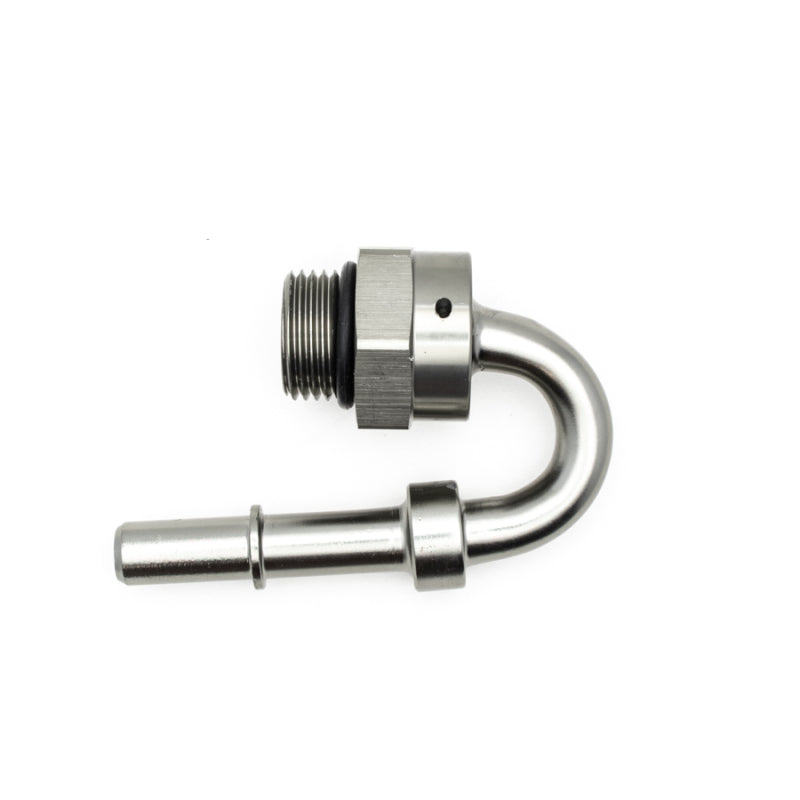 DeatschWerks 8AN ORB Male to 3/8in Male EFI Quick Connect Adapter 180-Degree - Anodized Matte Black-thumbmail-1
