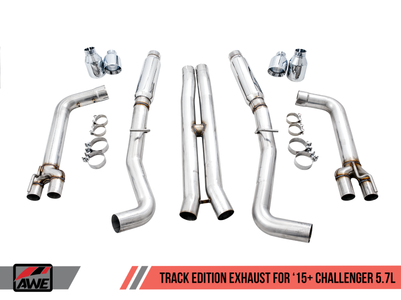 AWE Tuning 2017+ Dodge Challenger 5.7L Track Edition Exhaust - Chrome Silver Quad Tips-thumbmail-6