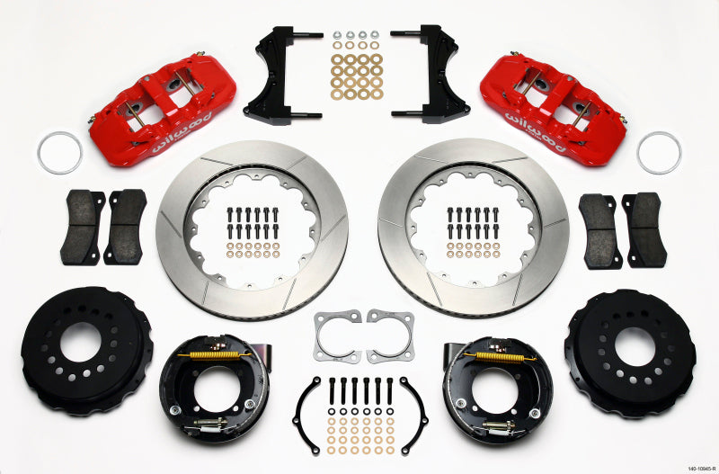Wilwood AERO4 Rear P-Brake Kit 14.00in Red Chevy 12 Bolt-Spec 3.15in Brng-thumbmail-1