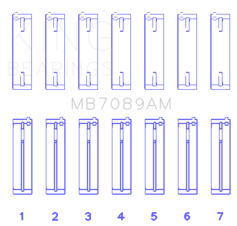 King Audi/Volkswagen ABV/AES/AUE Crankshaft Main Bearing Set (Set of 7) (Standard Size)-thumbmail-2