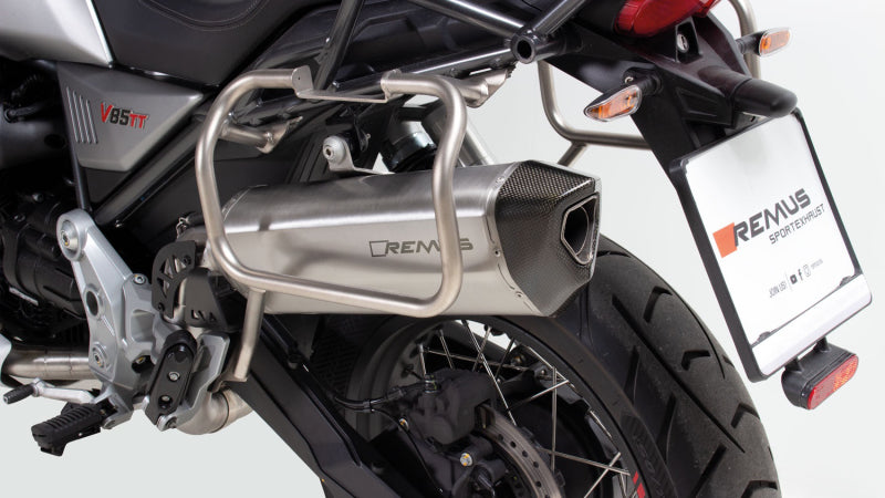 Remus 2019 Moto Guzzi V85 TT Black Hawk Stainless Steel Slip On-thumbmail-1