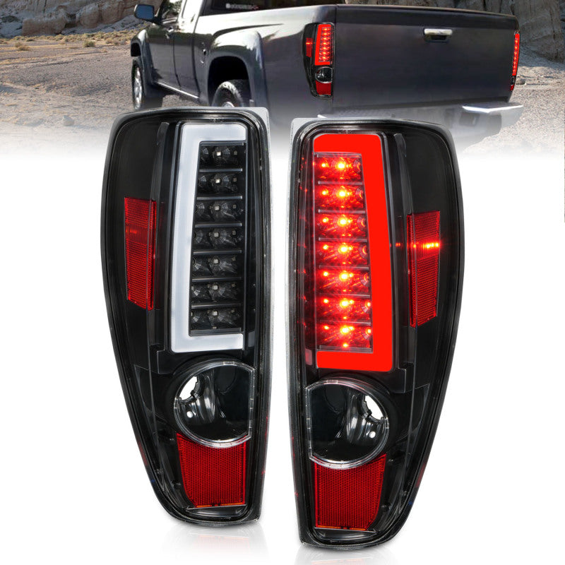 ANZO 2004-2012 Chevrolet Colorado/ GMC Canyon LED Tail Lights w/ Light Bar Black Housing-thumbmail-1