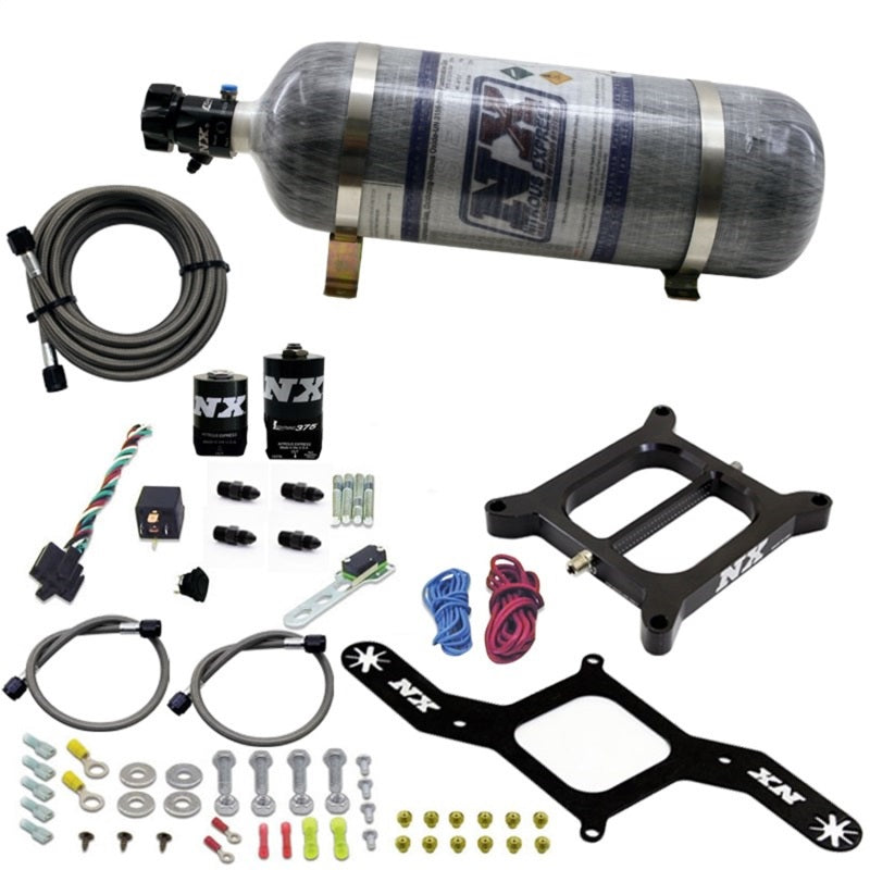 Nitrous Express 4150 RNC Conventional Nitrous Plate Kit w/.375in Solenoid w/12lb Bottle-thumbmail-2