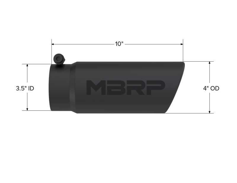 MBRP Universal Tip 4 O.D. Angled Rolled End 3.5 inlet 10 length- Black Finish-thumbmail-4