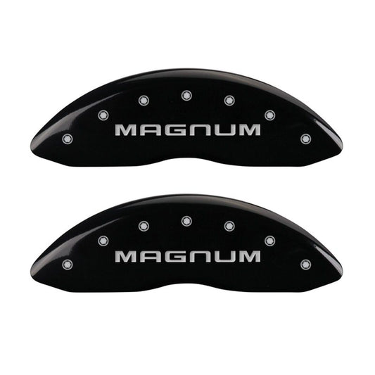 MGP 4 Caliper Covers Engraved Front & Rear Magnum Black finish silver ch