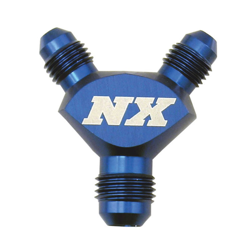 Nitrous Express 3AN x 3AN x 3AN Billet Pure-Flo Y Fitting - Blue-thumbmail-2