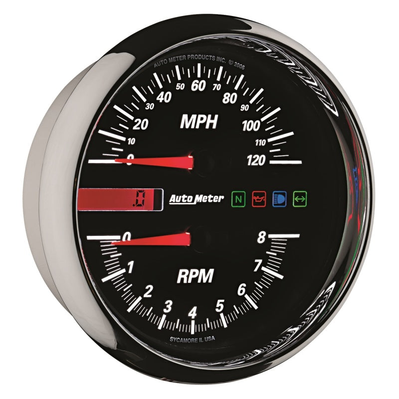 Autometer Pro-Cycle Gauge Tach/Speedo 4 1/2in 8K Rpm/120 Mph Black-thumbmail-2