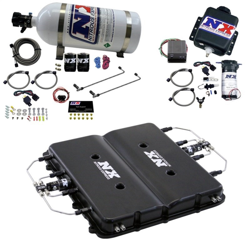 Nitrous Express Nitrous & Water Injection Kit w/Billet LT4 Supercharger Lid w/12lb Bottle-thumbmail-1
