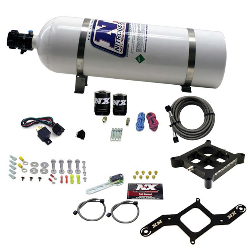 Nitrous Express 4150 Single Entry Crossbar Plate RNC Nitrous Kit (250-750HP) w/15lb Bottle-thumbmail-1