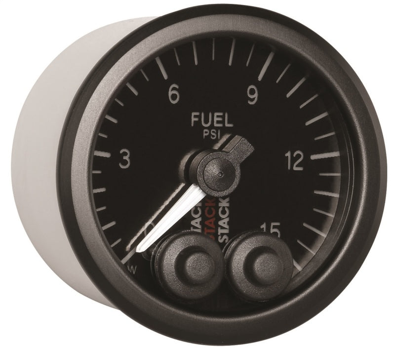 Autometer Stack 52mm 0-15 PSI 1/8in NPTF Male Pro-Control Fuel Pressure Gauge - Black-thumbmail-1