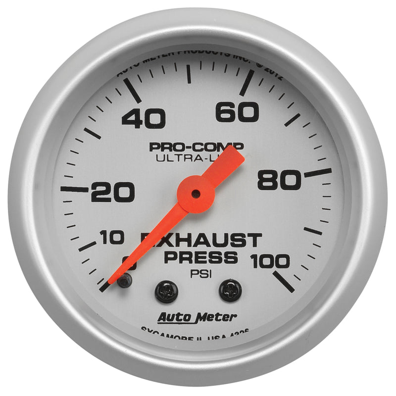 Autometer Ultra-Lite 52mm 0-100 PSI Mechanical Exhaust Pressure Gauge-thumbmail-1