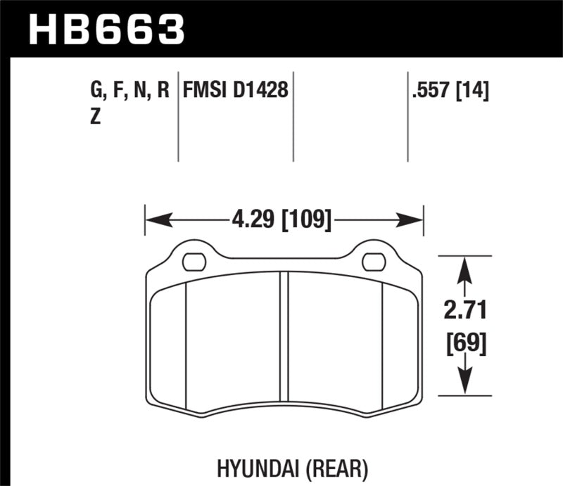 Hawk 10 Hyundai Genesis Coupe (Track w/ Brembo Breaks) HPS Street 14mm Rear Brake Pads-thumbmail-1