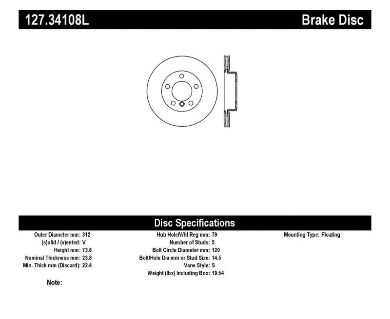 StopTech 9/07-09 BMW 328 Slotted & Drilled Left Front Rotor-thumbmail-1