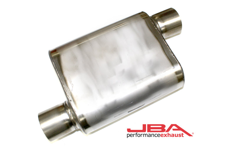 JBA Universal Chambered Style 304SS Muffler 11x9.75x4 3in Inlet Diameter Offset/Offset-thumbmail-1
