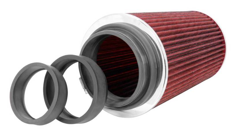 K&N Universal Air Filter Chrome Round Tapered Red - 4in Flange ID x 1.125in Flange Length x 9.5in H-thumbmail-9